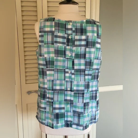 Talbots Cotton Blue/Green Plaid Shell.. like new .. Lg.. - Picture 7 of 8